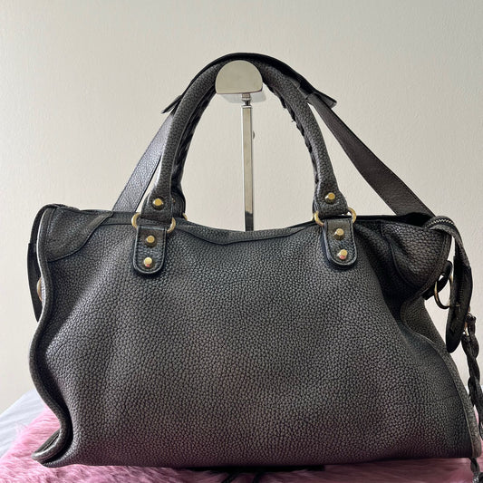 Balenciaga City Medium Metallic Gray – 10"H x 15"L x 5.5"W