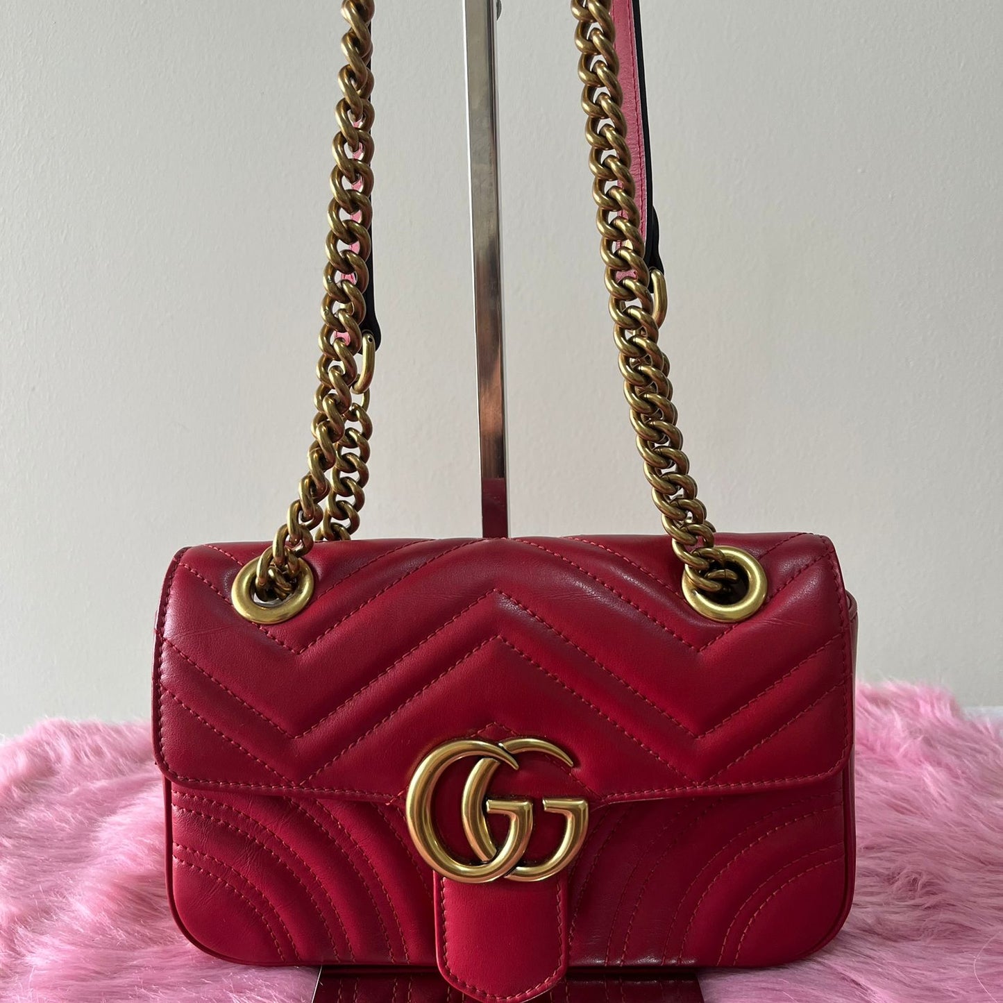 Gucci Marmont Small Red – 6"H x 10"L x 3"W