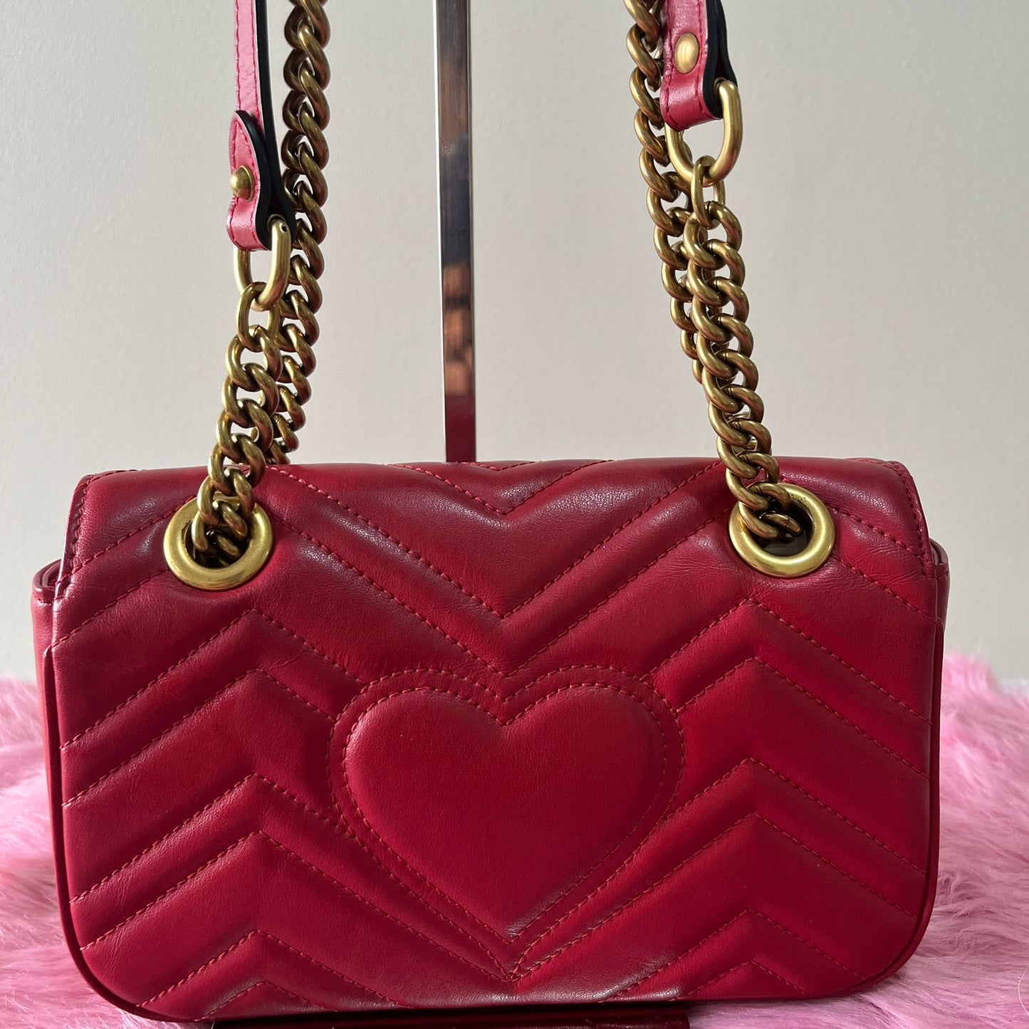 Gucci Marmont Small Red – 6"H x 10"L x 3"W
