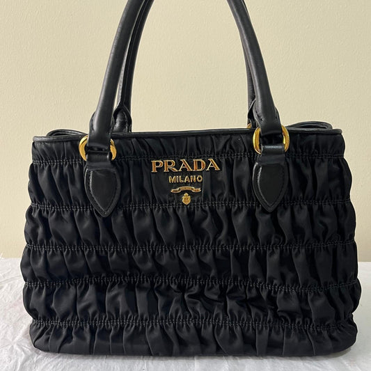 Prada Tessuto Gaufre Small Black – 7"H x 10"L x 4"W