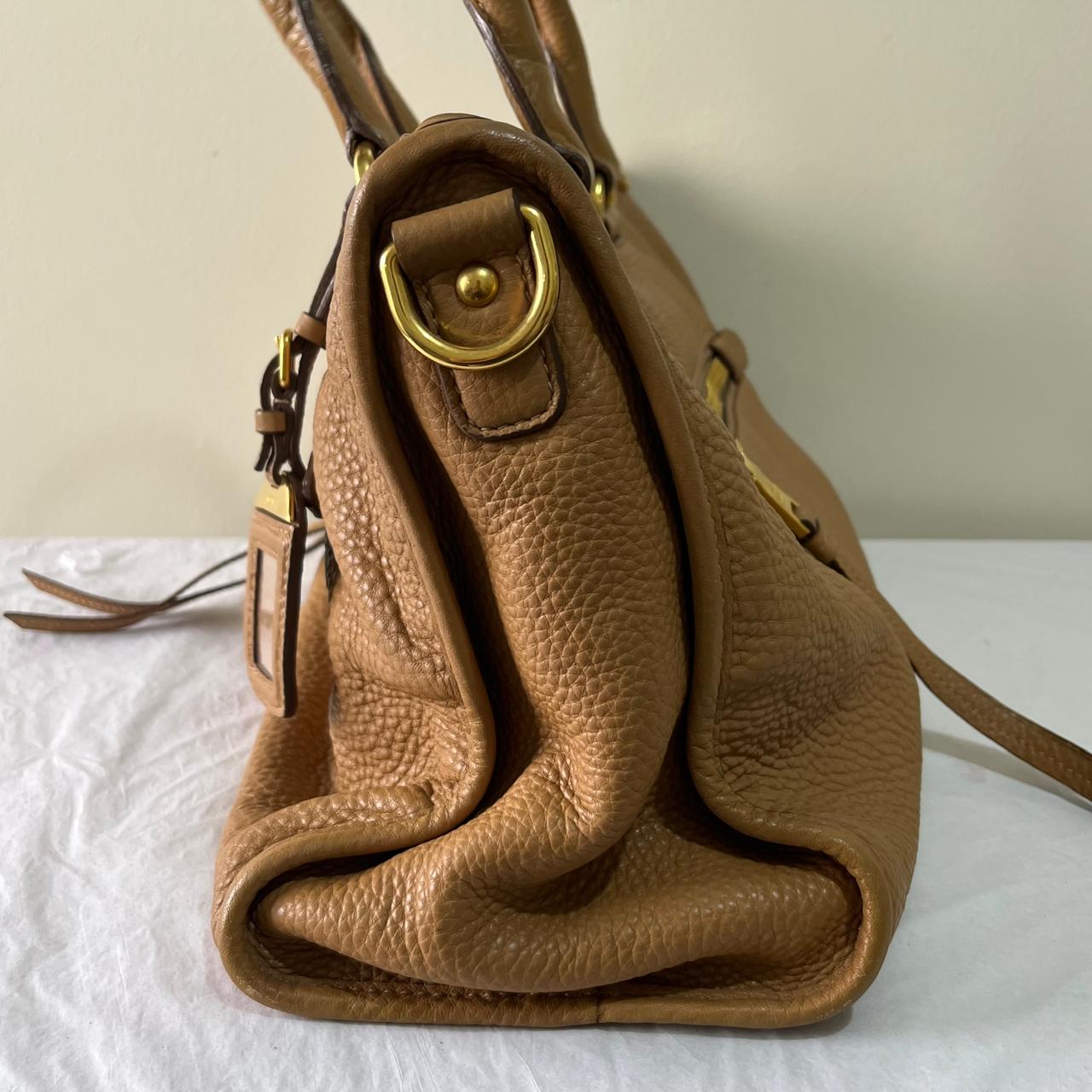 Prada Vitello Daino 2-Way Mustard – 10"H x 13"L x 6"W