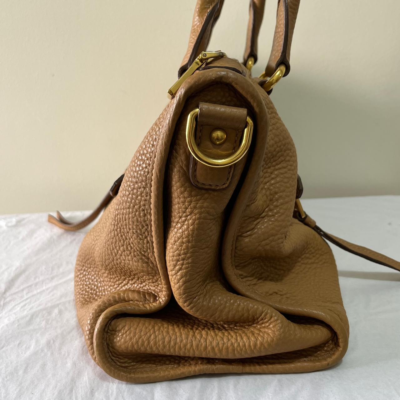 Prada Vitello Daino 2-Way Mustard – 10"H x 13"L x 6"W