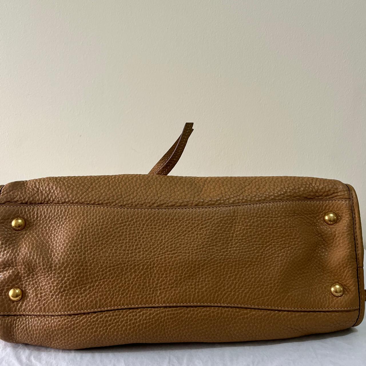 Prada Vitello Daino 2-Way Mustard – 10"H x 13"L x 6"W