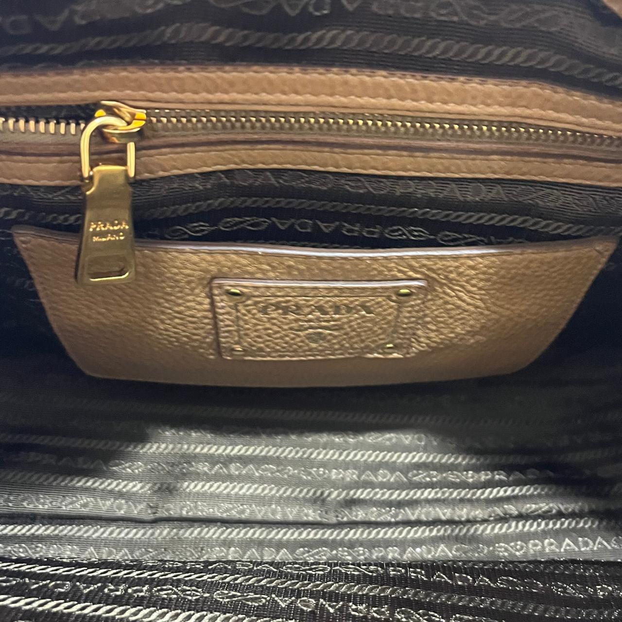 Prada Vitello Daino 2-Way Mustard – 10"H x 13"L x 6"W