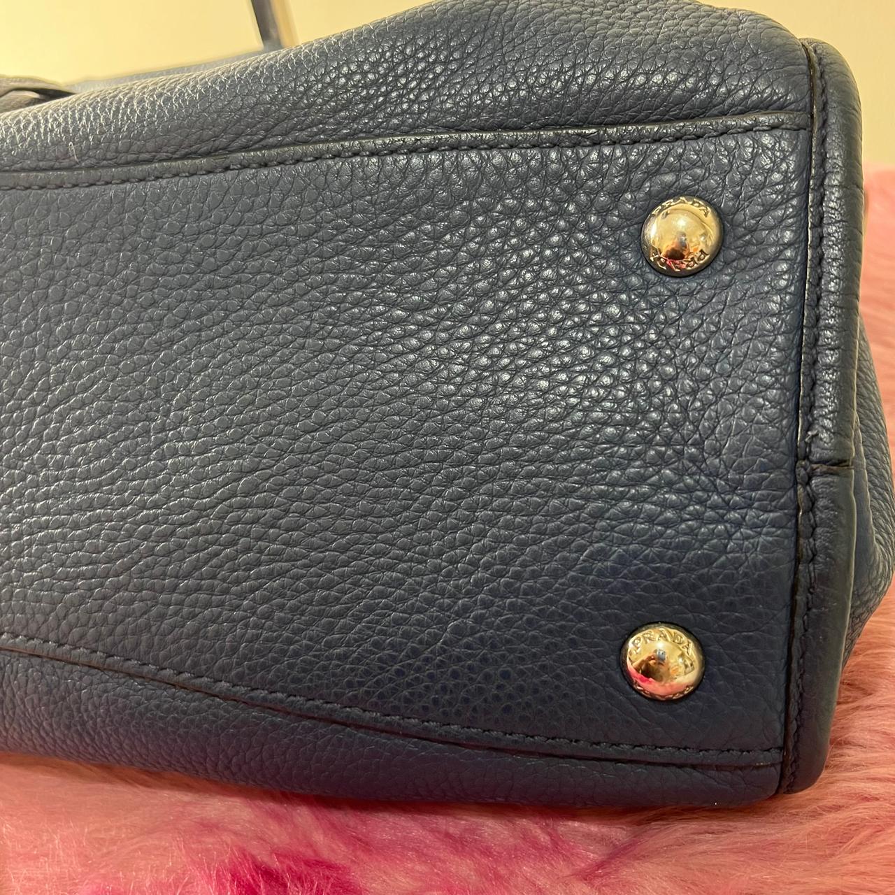 Prada Vitello Phenix Navy Blue – 10"H x 13"L x 5.5"W