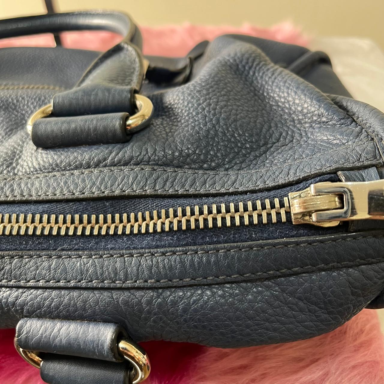 Prada Vitello Phenix Navy Blue – 10"H x 13"L x 5.5"W