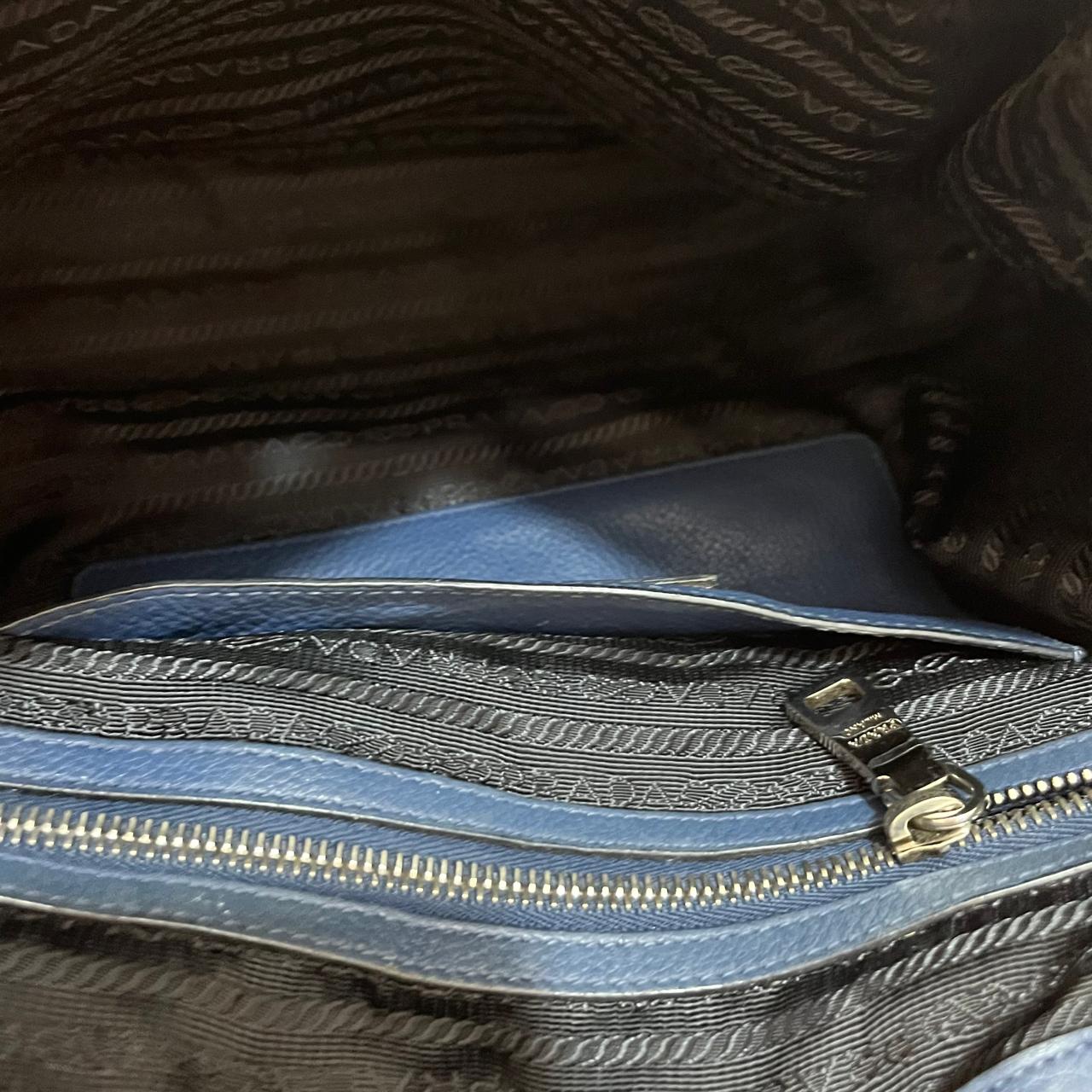 Prada Vitello Phenix Navy Blue – 10"H x 13"L x 5.5"W