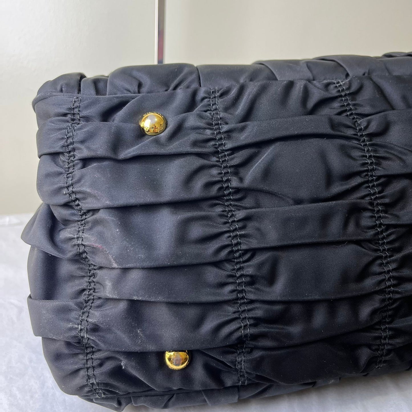 Prada Tessuto Gaufre Nylon Black – 8"H x 13"L x 5"W
