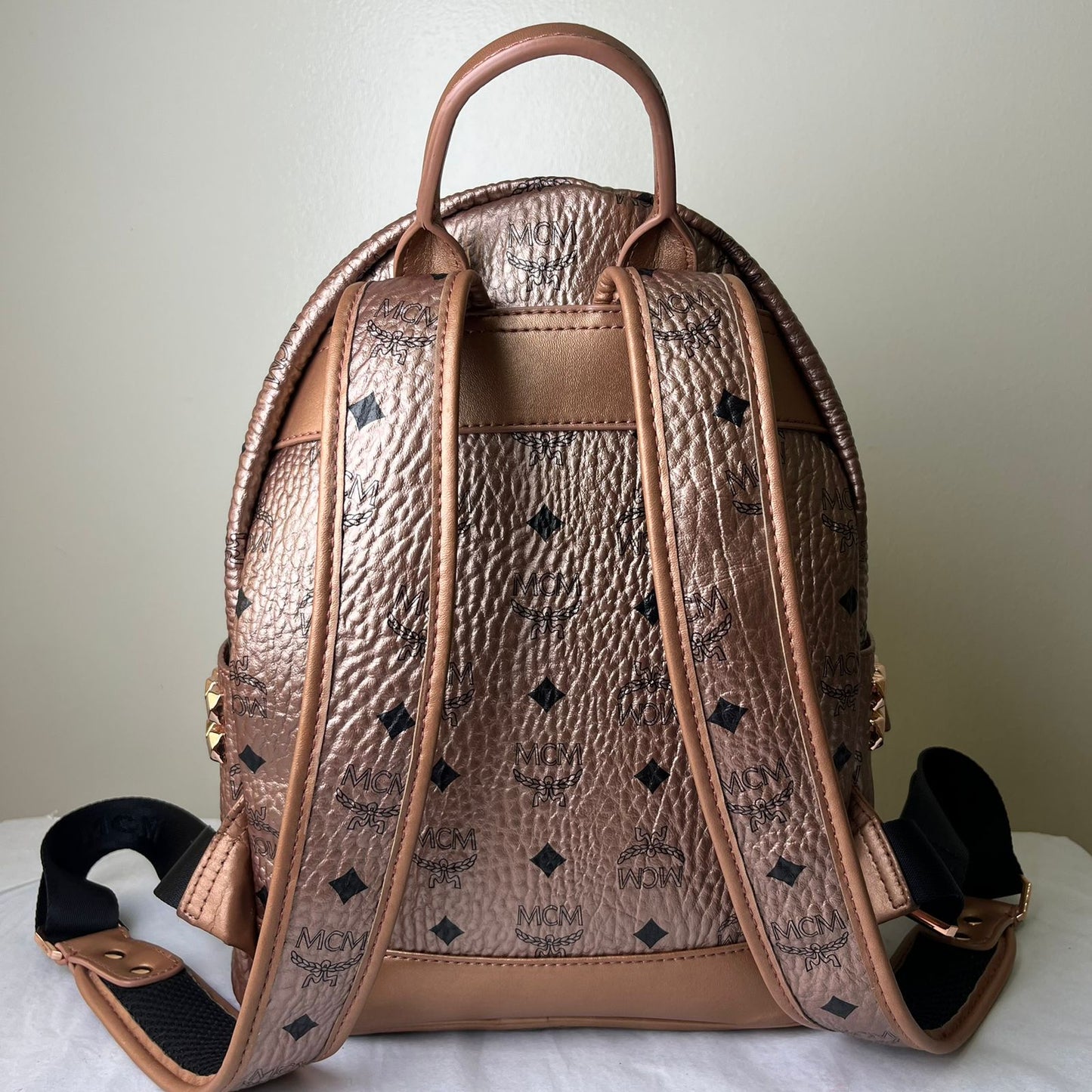 MCM Backpack Rose Gold – 16.5"H x 13"L x 6"W