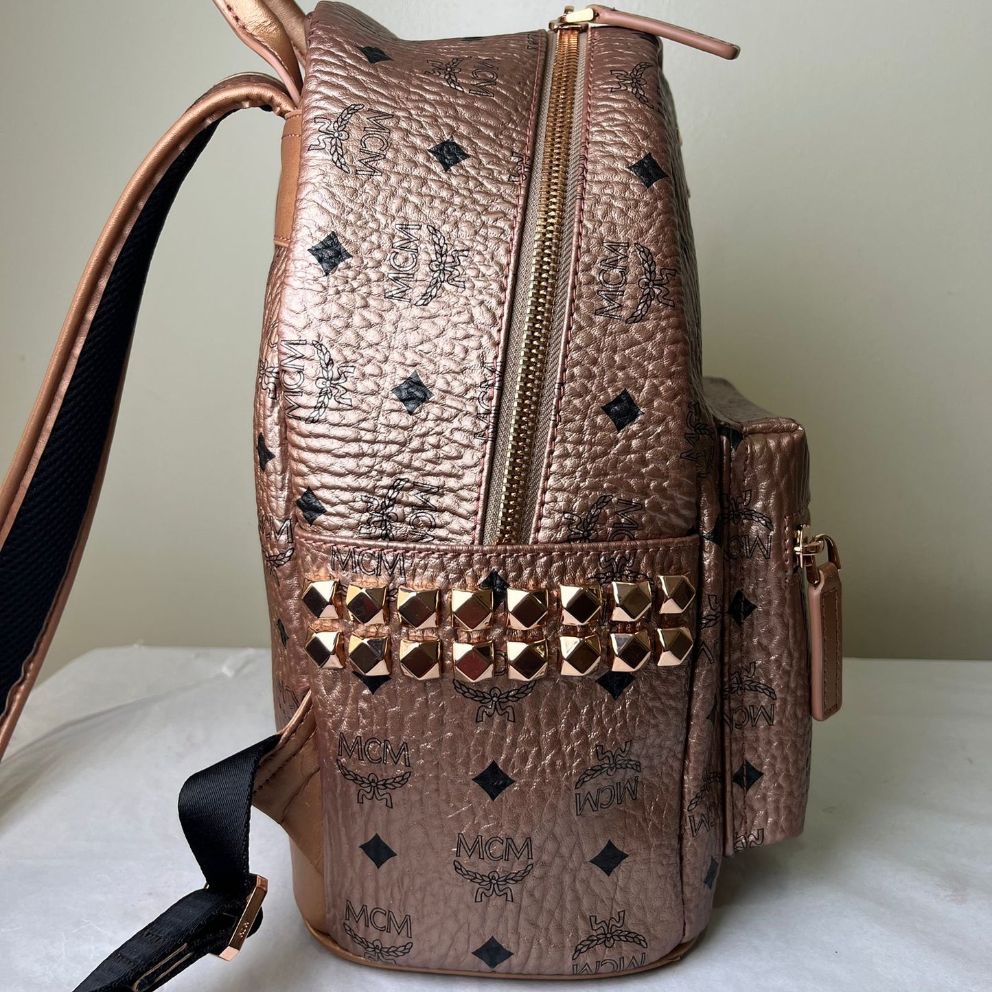 MCM Backpack Rose Gold – 16.5"H x 13"L x 6"W