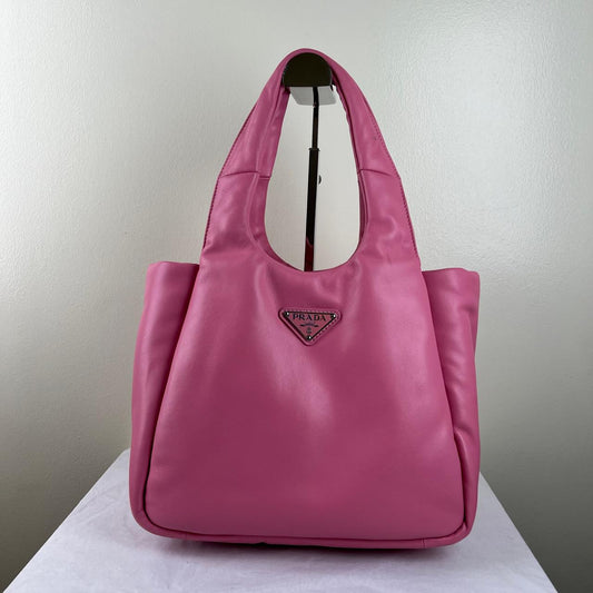 Prada Soft Padded Nappa Basket Pink – 6.5"H x 8.6"L x 3.7"W