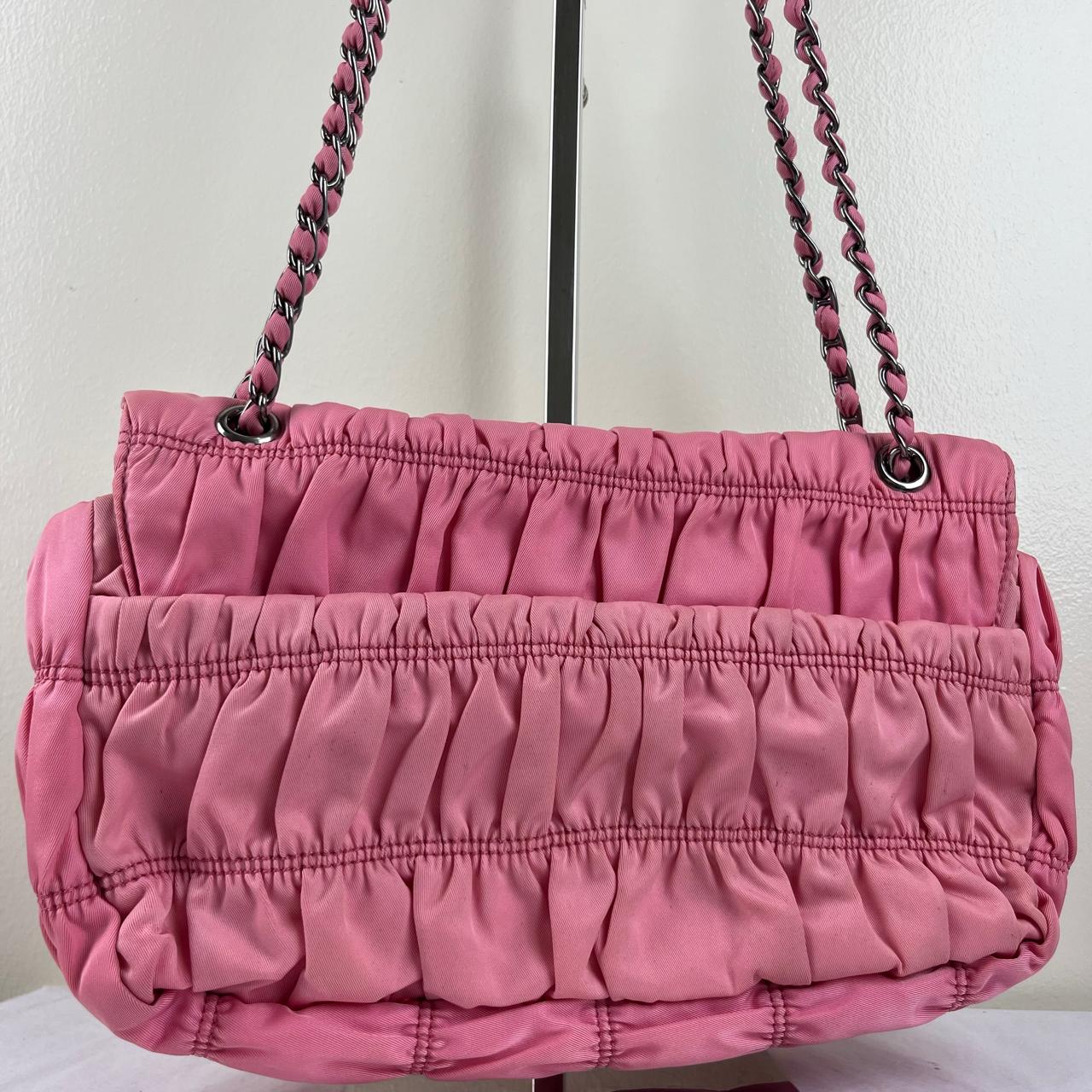 Prada Nappa Gaufre Chain Flap Pink – 5.5"H x 9.4"L x 2.8"W