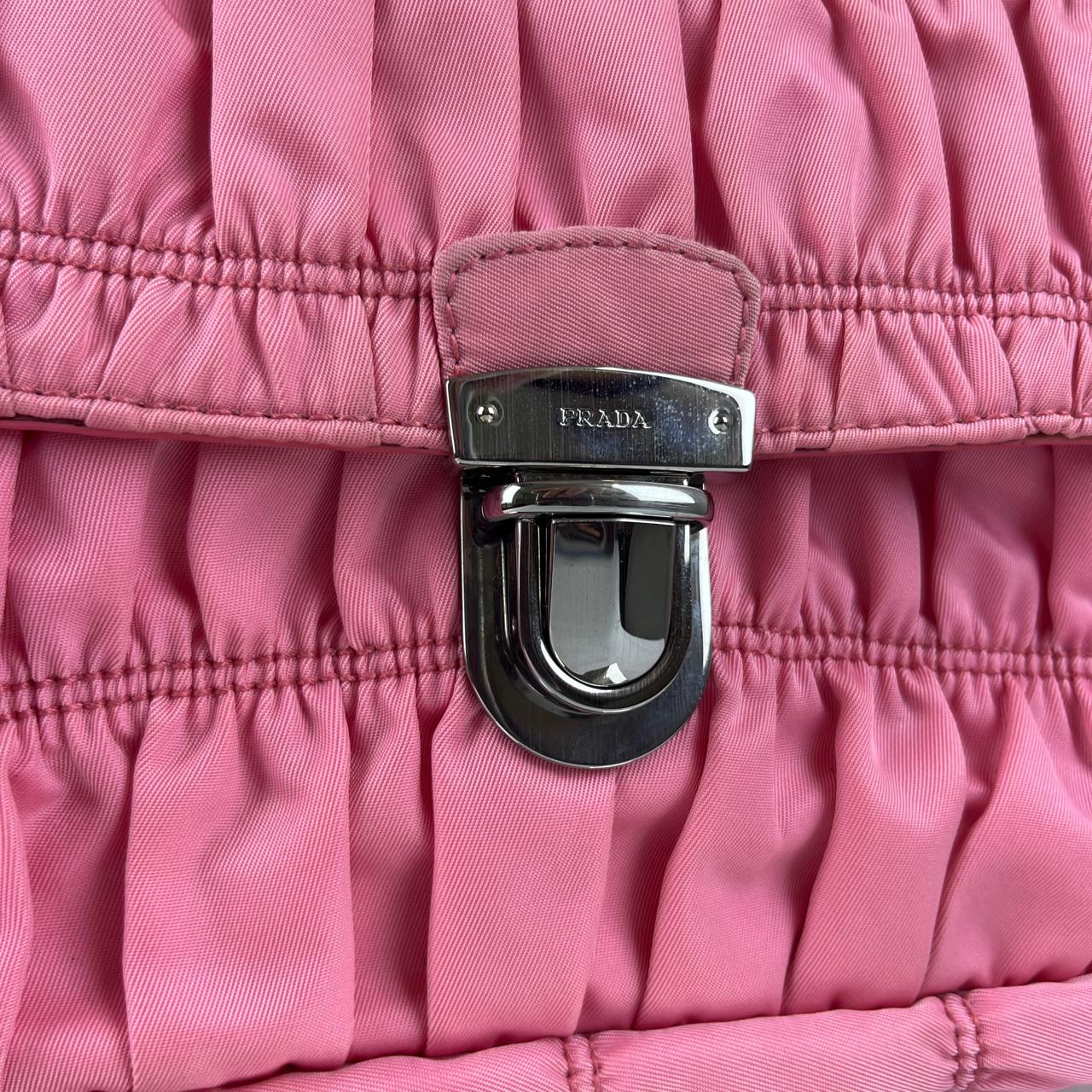 Prada Nappa Gaufre Chain Flap Pink – 5.5"H x 9.4"L x 2.8"W