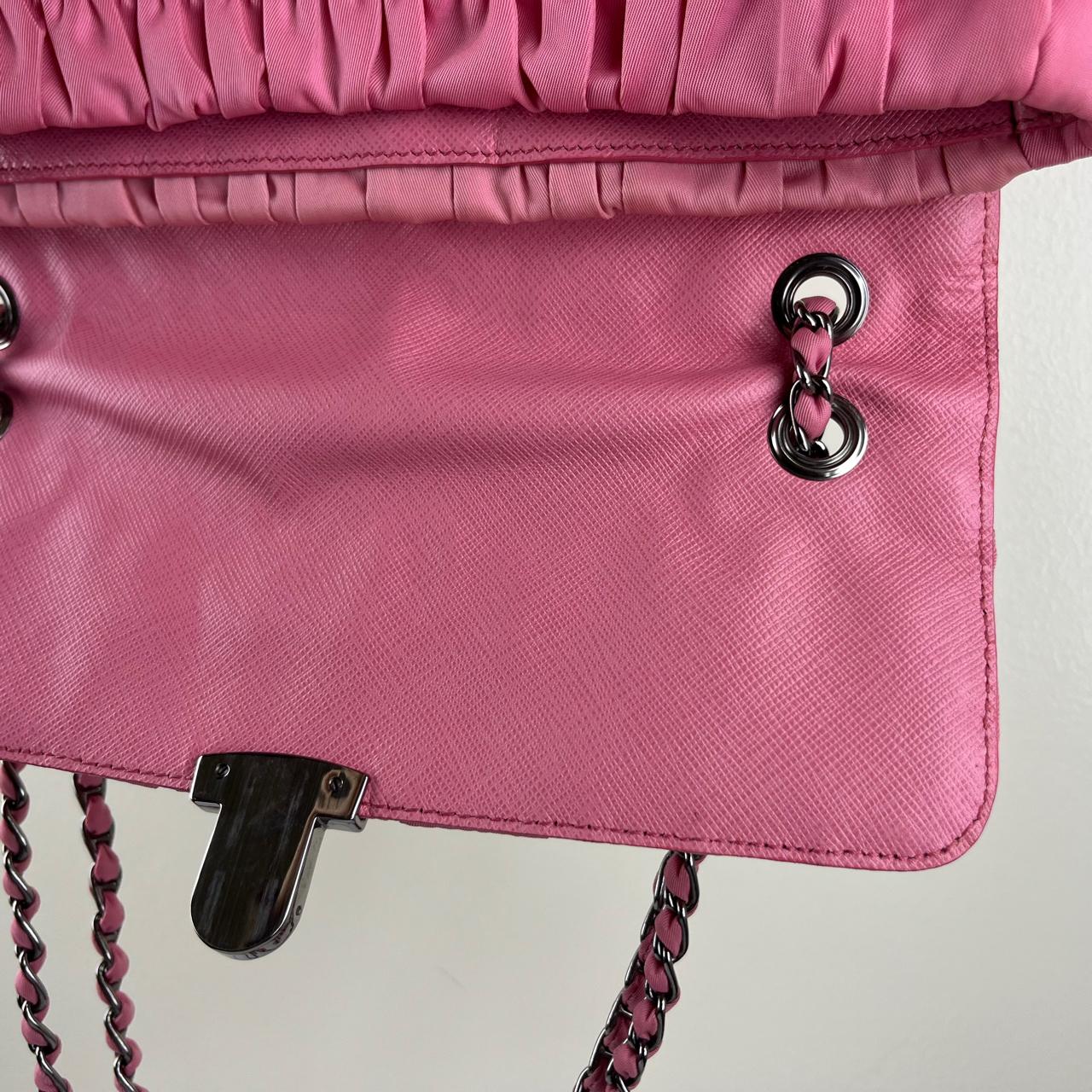Prada Nappa Gaufre Chain Flap Pink – 5.5"H x 9.4"L x 2.8"W