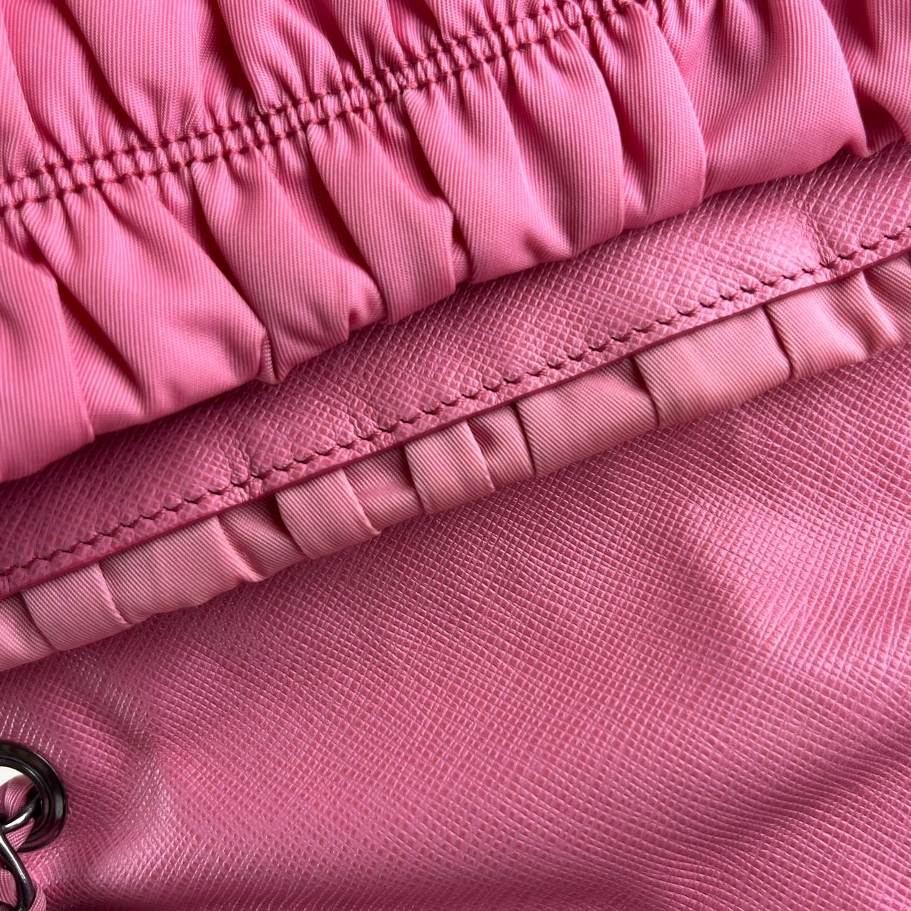 Prada Nappa Gaufre Chain Flap Pink – 5.5"H x 9.4"L x 2.8"W