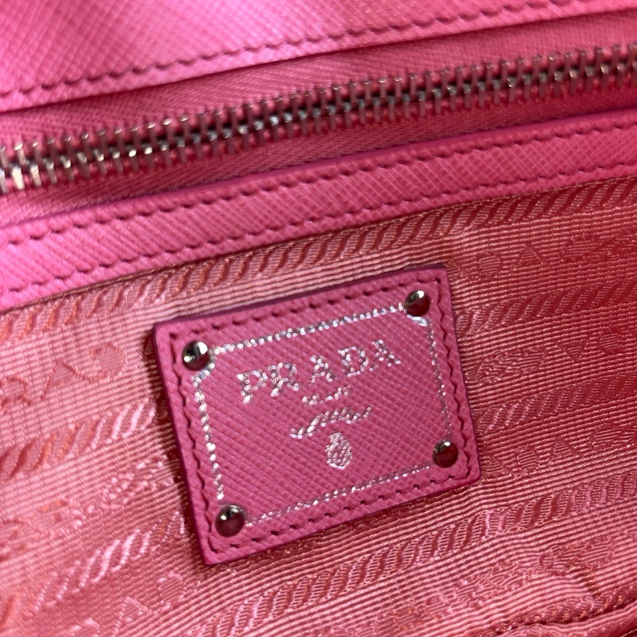 Prada Nappa Gaufre Chain Flap Pink – 5.5"H x 9.4"L x 2.8"W