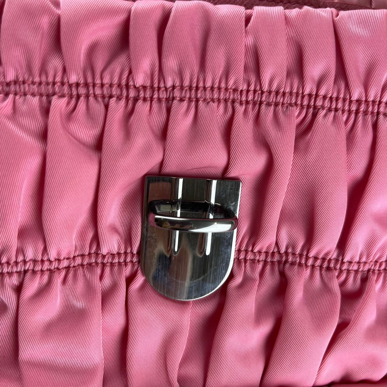 Prada Nappa Gaufre Chain Flap Pink – 5.5"H x 9.4"L x 2.8"W