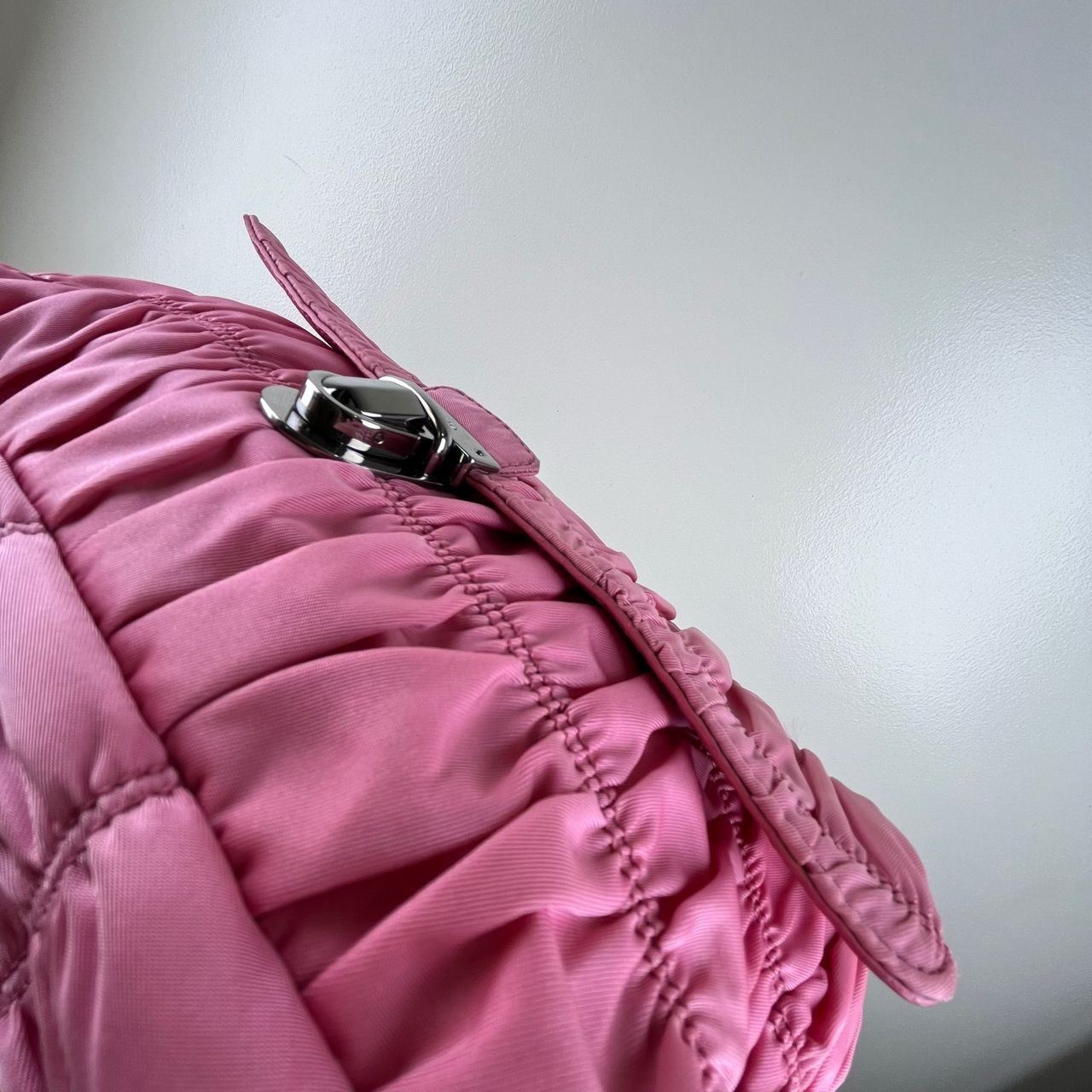 Prada Nappa Gaufre Chain Flap Pink – 5.5"H x 9.4"L x 2.8"W