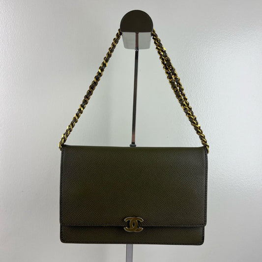 Chanel Wallet on Chain Army Green – 5"H x 7.5"L x 1.5"W