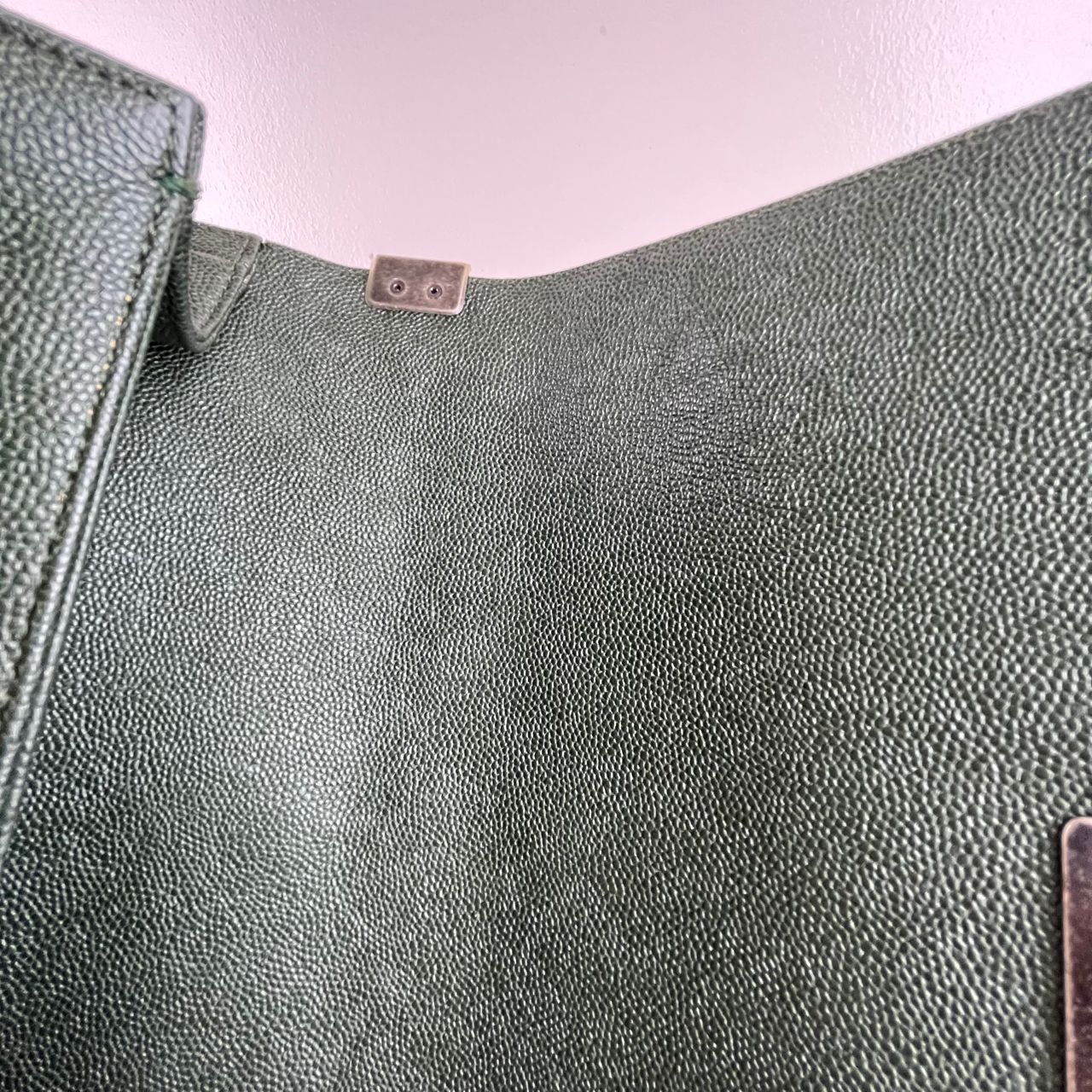Chanel Le Boy Chevron Handbag, Green – H5.9" x L9.8" x W3.5"