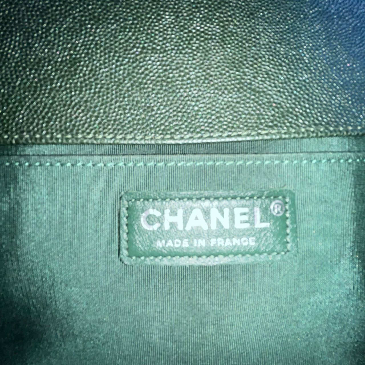 Chanel Le Boy Chevron Handbag, Green – H5.9" x L9.8" x W3.5"