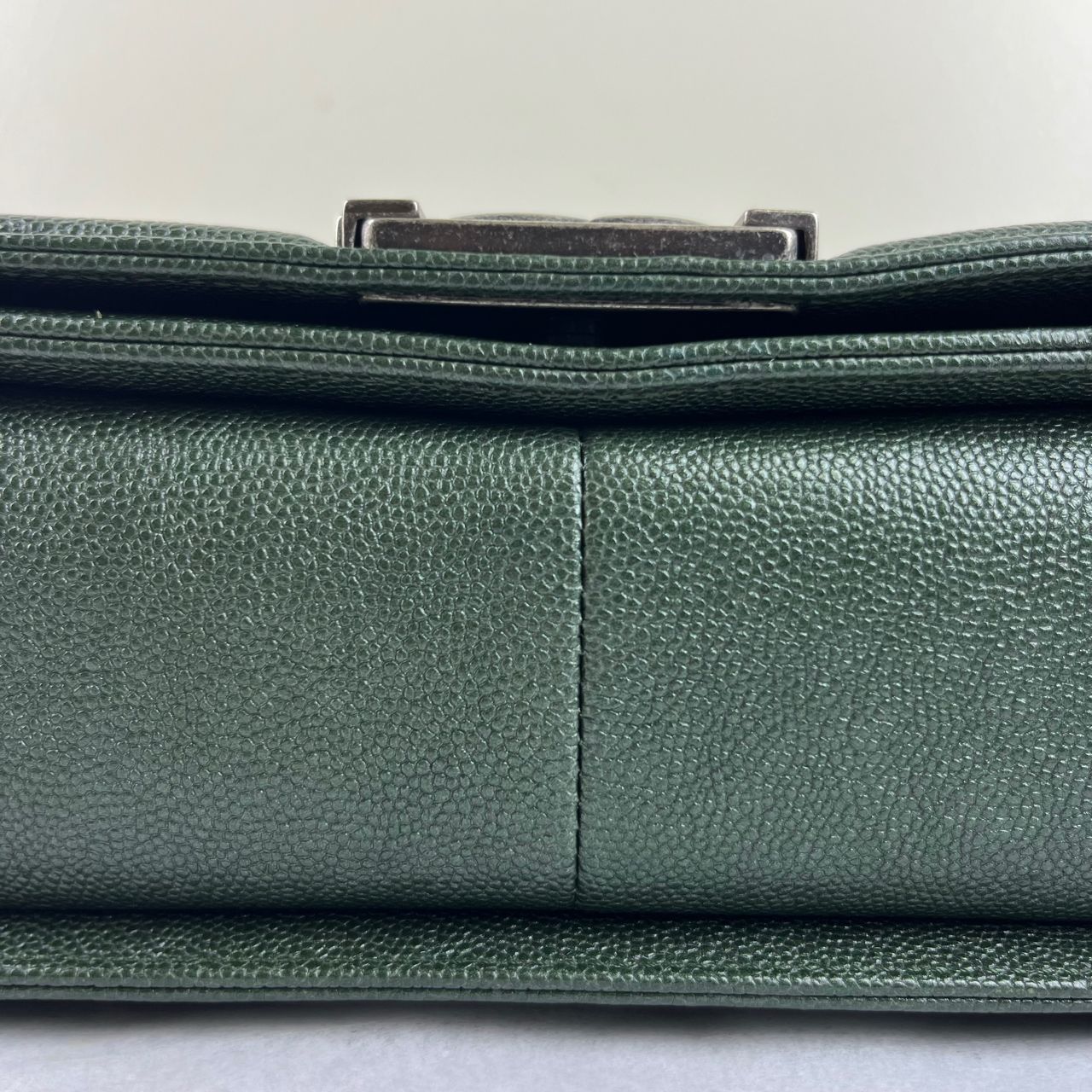 Chanel Le Boy Chevron Handbag, Green – H5.9" x L9.8" x W3.5"