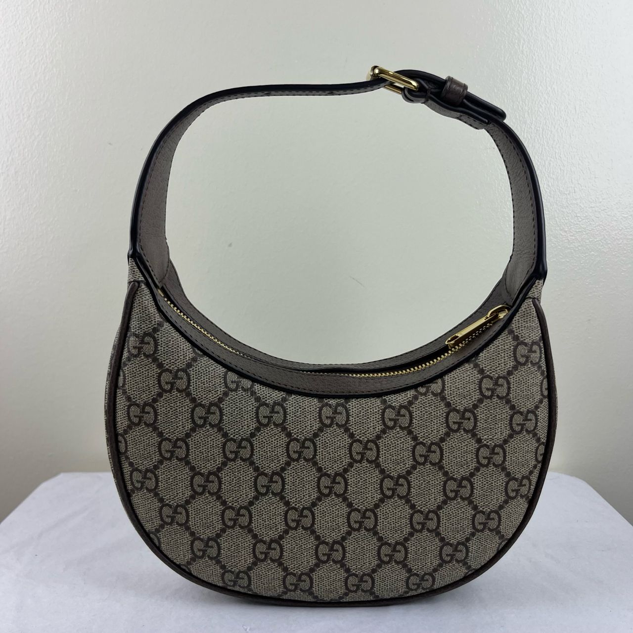 Gucci Ophidia Half Moon Beige and Ebony – H6.3" x L9.5" x W2.4"