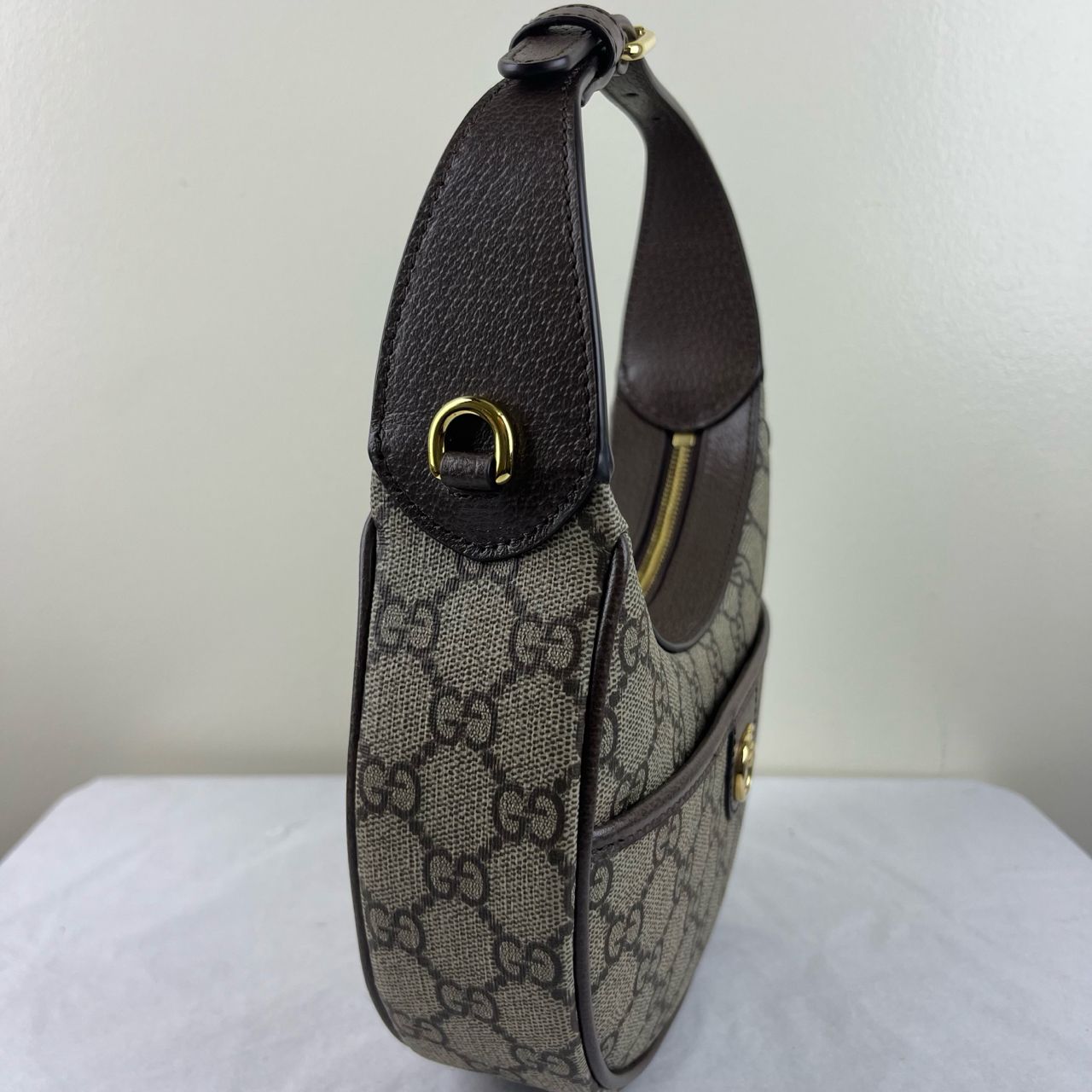 Gucci Ophidia Half Moon Beige and Ebony – H6.3" x L9.5" x W2.4"