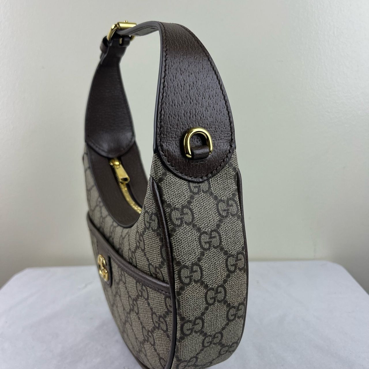 Gucci Ophidia Half Moon Beige and Ebony – H6.3" x L9.5" x W2.4"