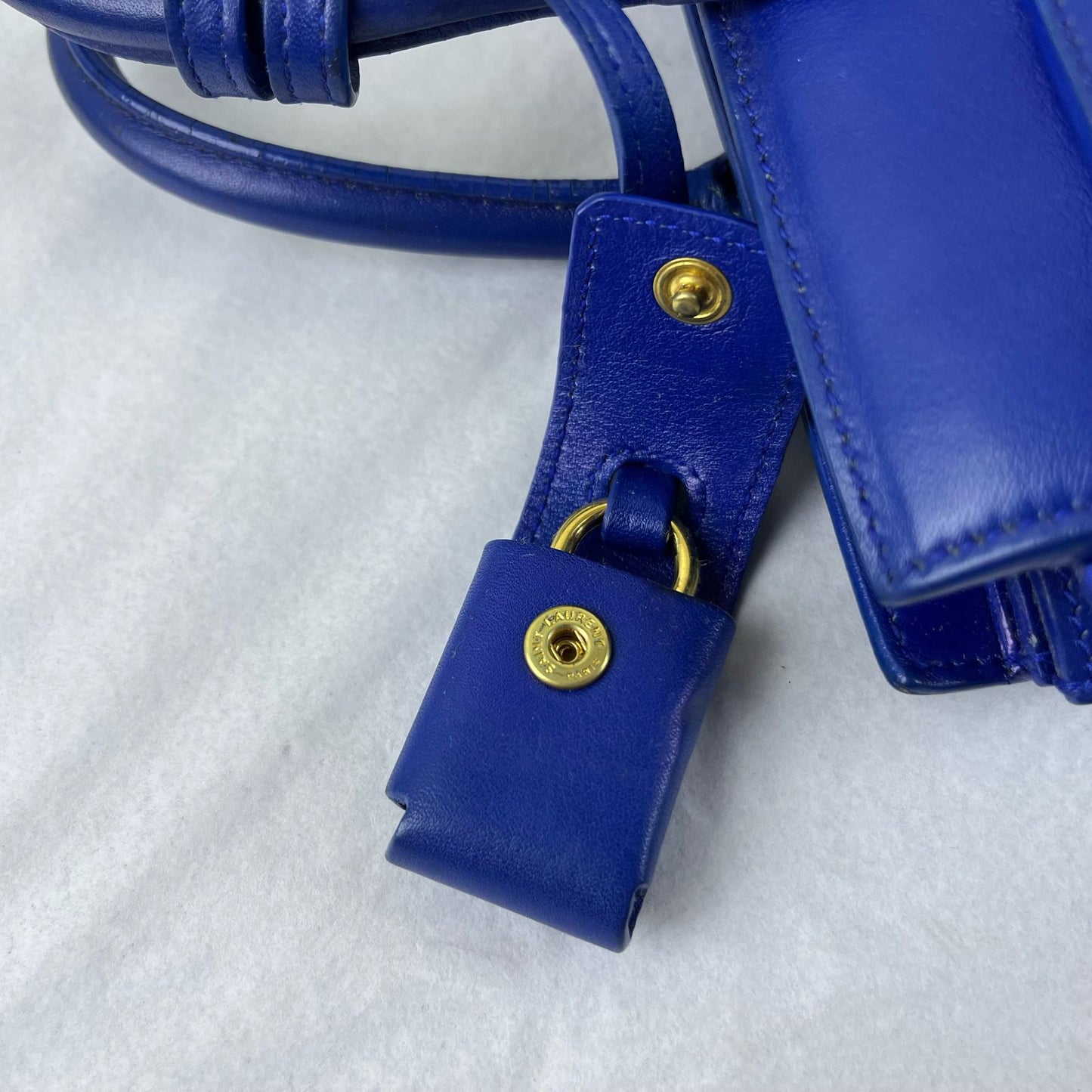 YSL Sac de Jour Blue – H10.5" x L12.5" x W6"