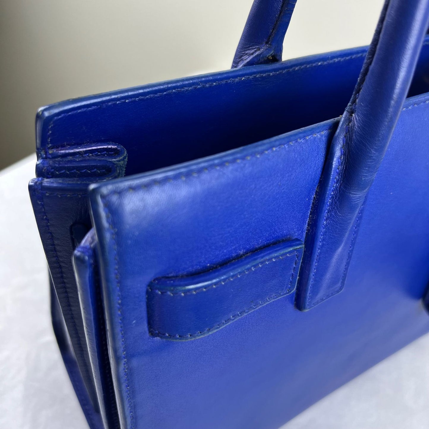 YSL Sac de Jour Blue – H10.5" x L12.5" x W6"