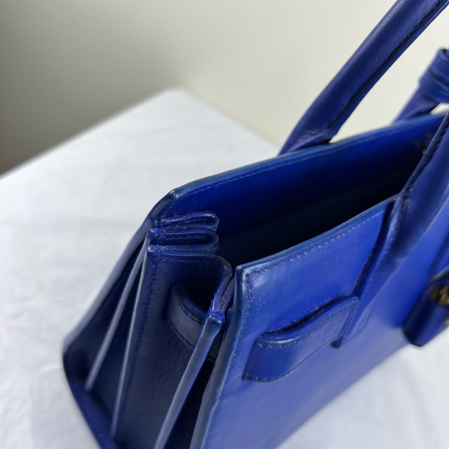 YSL Sac de Jour Blue – H10.5" x L12.5" x W6"