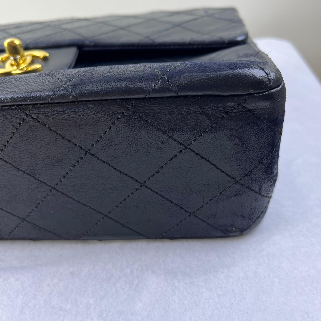 Chanel Flap Lambskin Black – 6"H x 10"L x 2.5"W