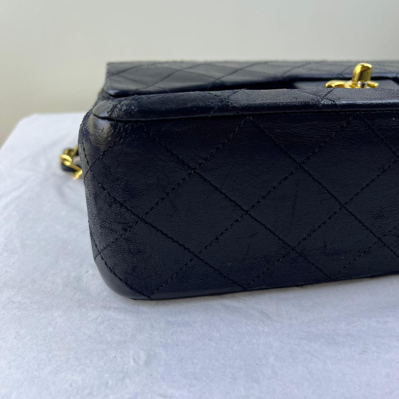 Chanel Flap Lambskin Black – 6"H x 10"L x 2.5"W