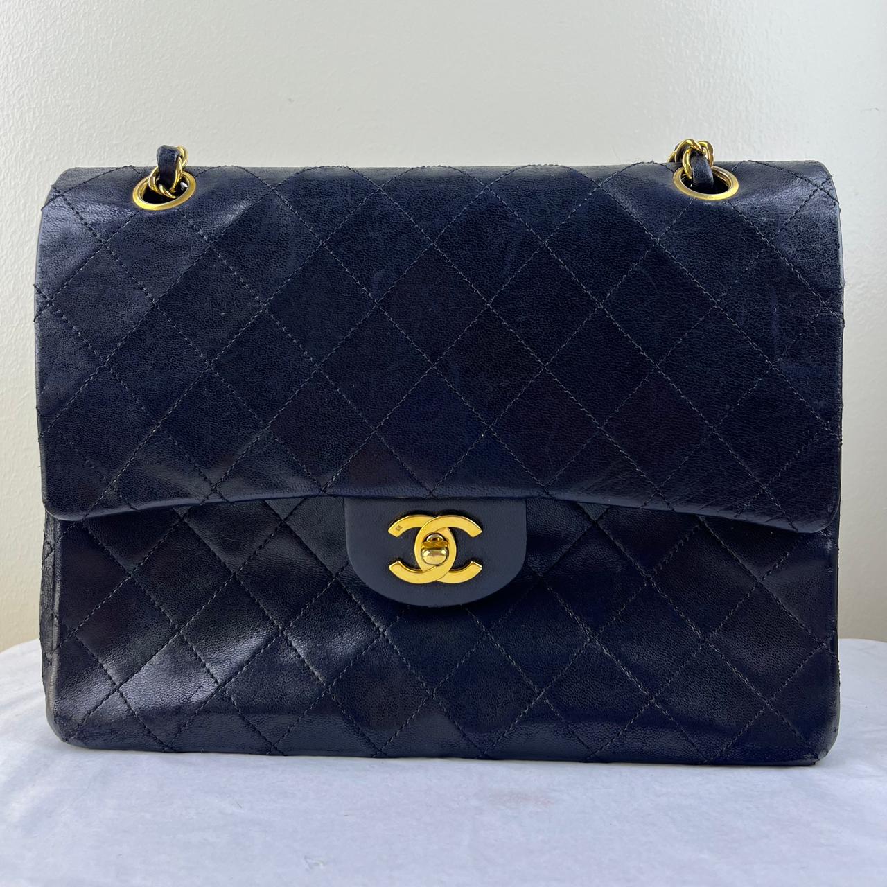 Chanel Flap Lambskin Black – 6"H x 10"L x 2.5"W