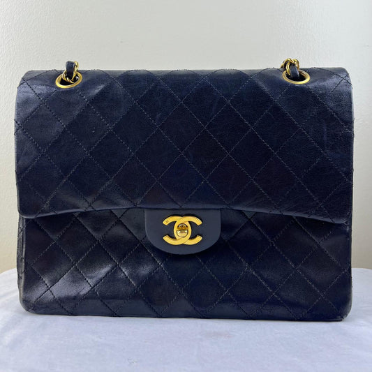 Chanel Flap Lambskin Black – 6"H x 10"L x 2.5"W