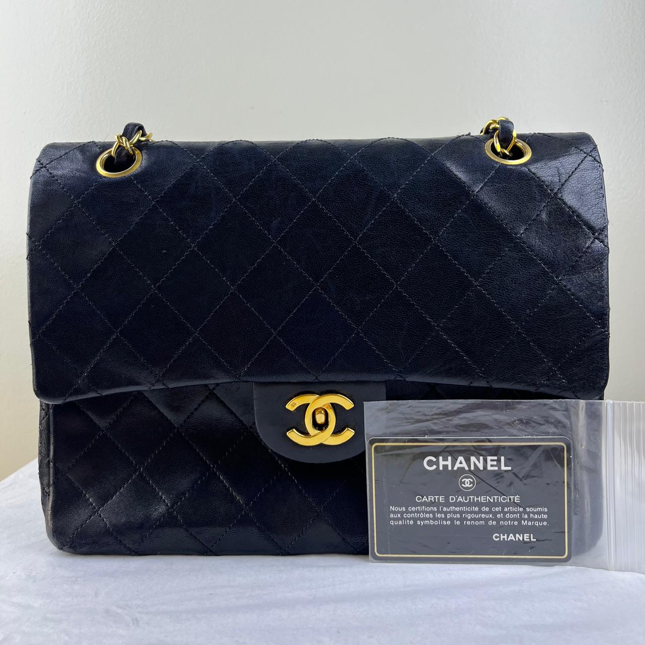 Chanel Flap Lambskin Black – 6"H x 10"L x 2.5"W
