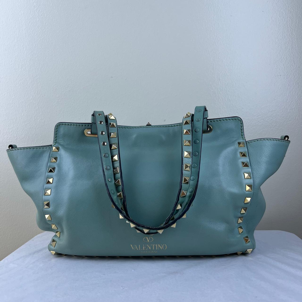 Valentino Rockstud Tote Teal – H10" x L13.5" x W5.5"
