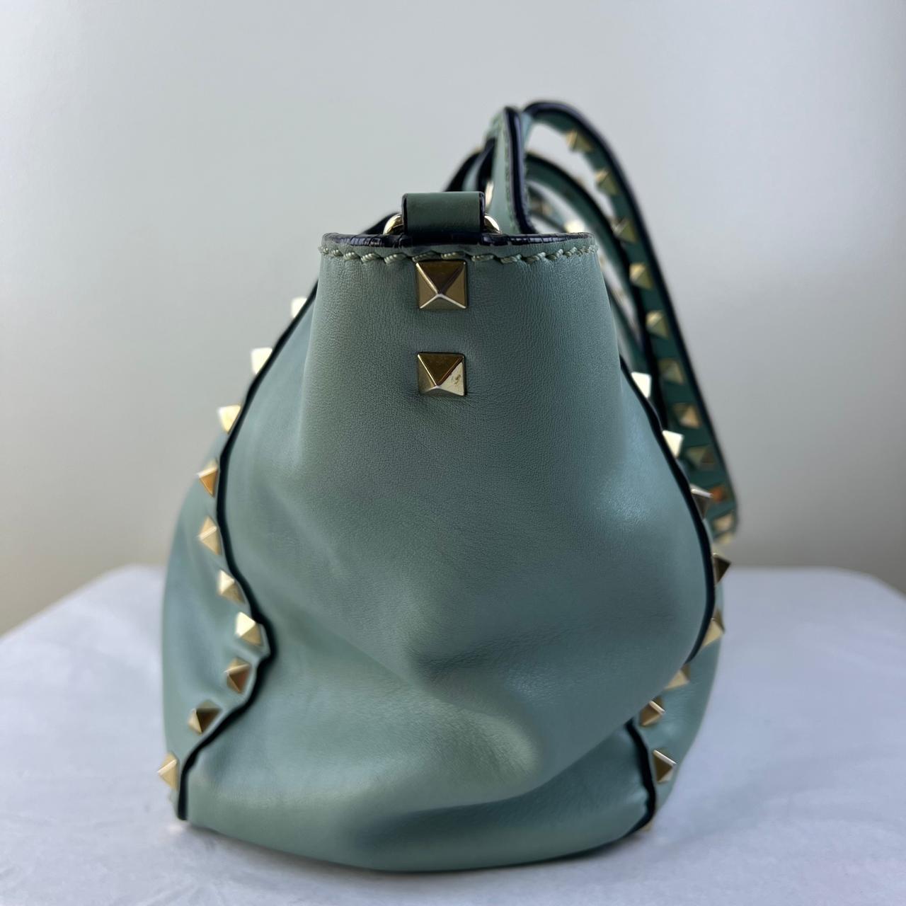 Valentino Rockstud Tote Teal – H10" x L13.5" x W5.5"