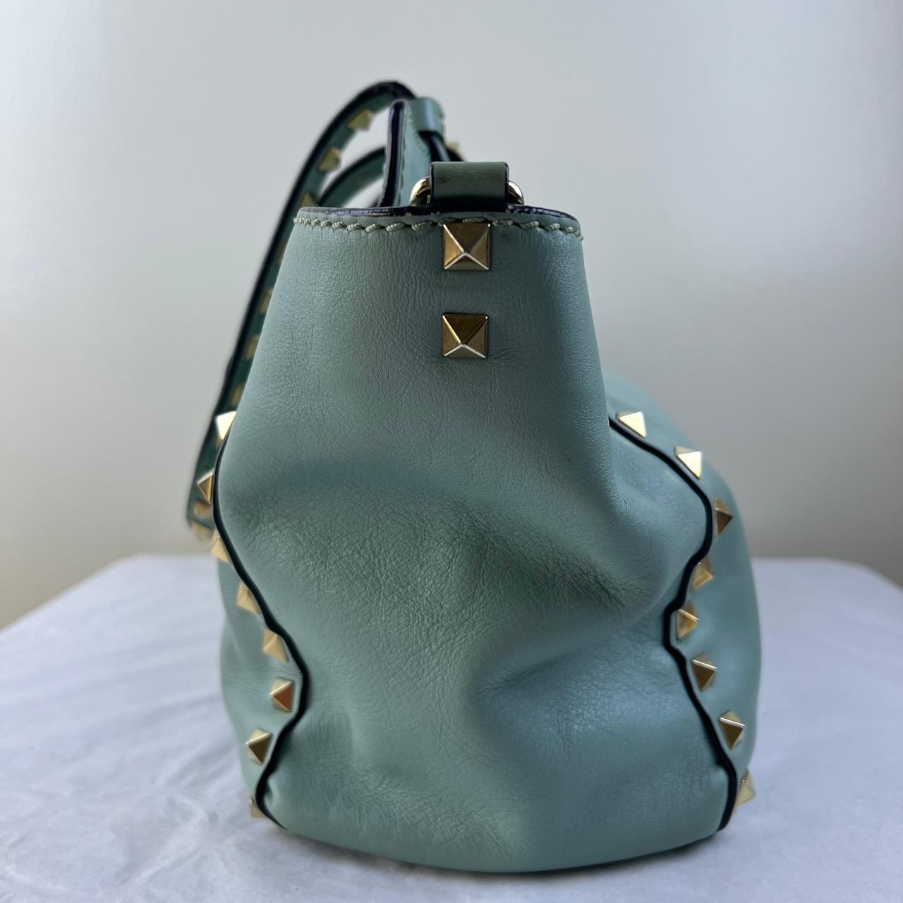 Valentino Rockstud Tote Teal – H10" x L13.5" x W5.5"