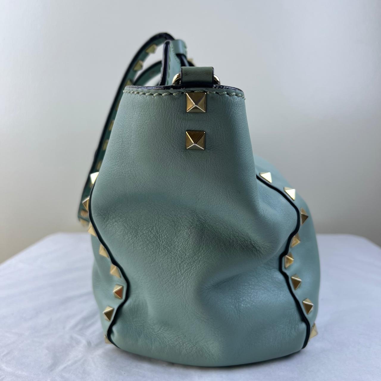 Valentino Rockstud Tote Teal – H10" x L13.5" x W5.5"