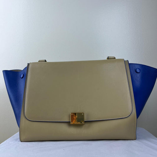 Celine Medium Trapeze Beige/Blue – 9"H x 12"L x 7"W