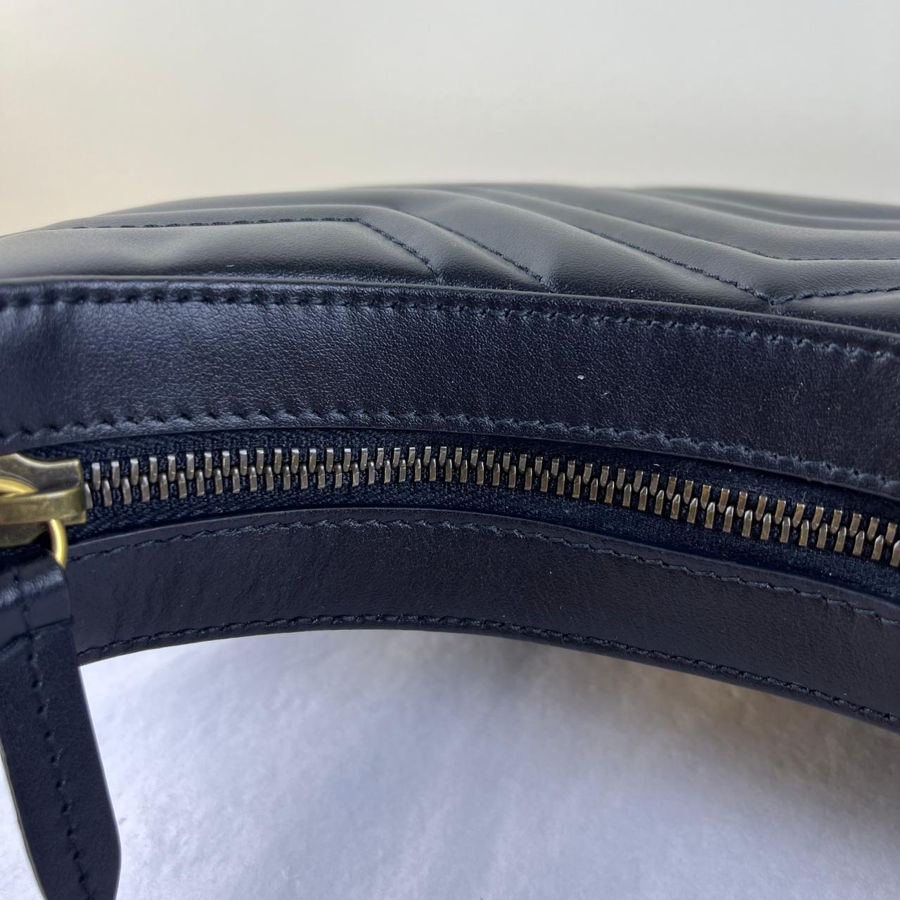 Gucci Mini GG Marmont Half Moon Black – H5.5" x L8.5" x W2.5"
