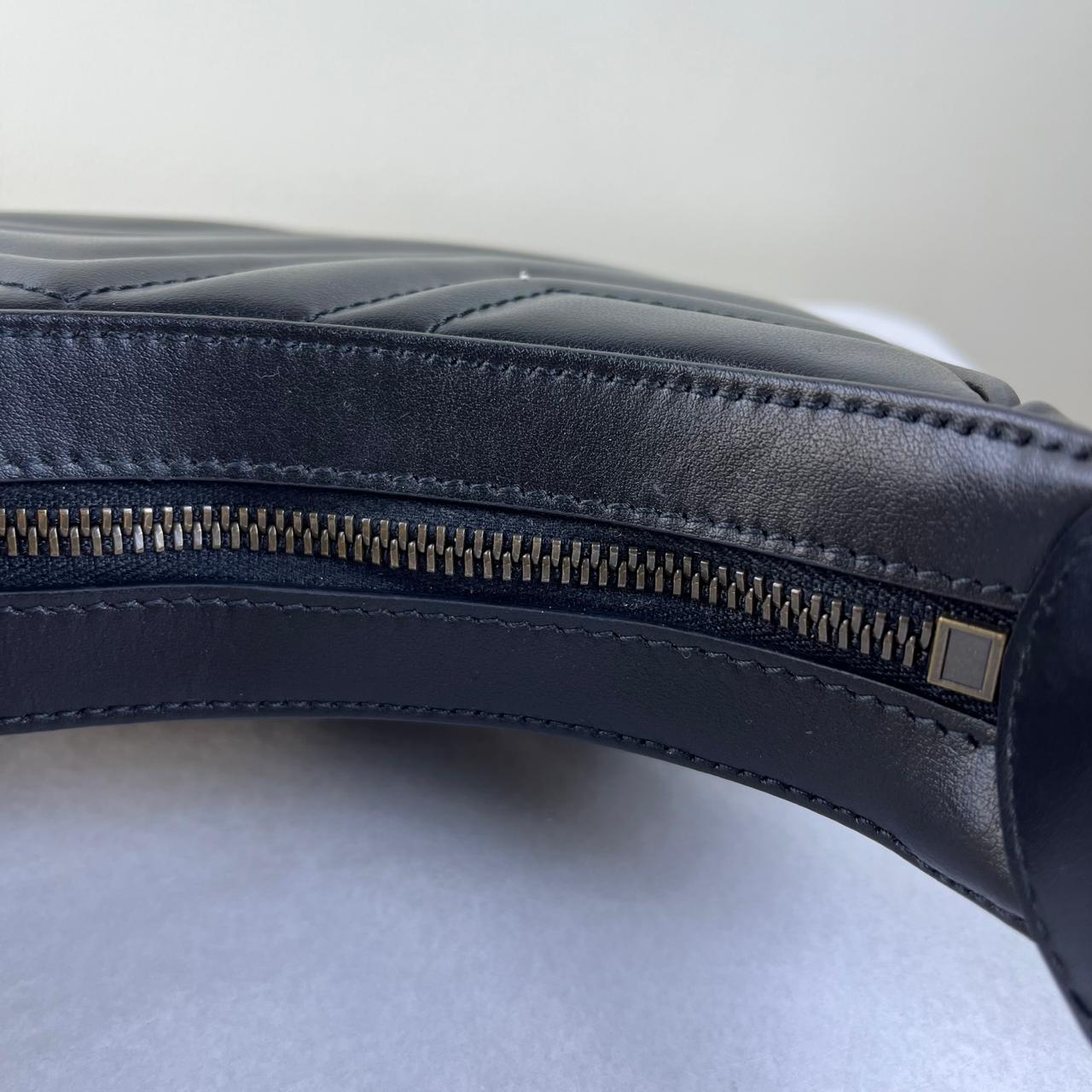 Gucci Mini GG Marmont Half Moon Black – H5.5" x L8.5" x W2.5"