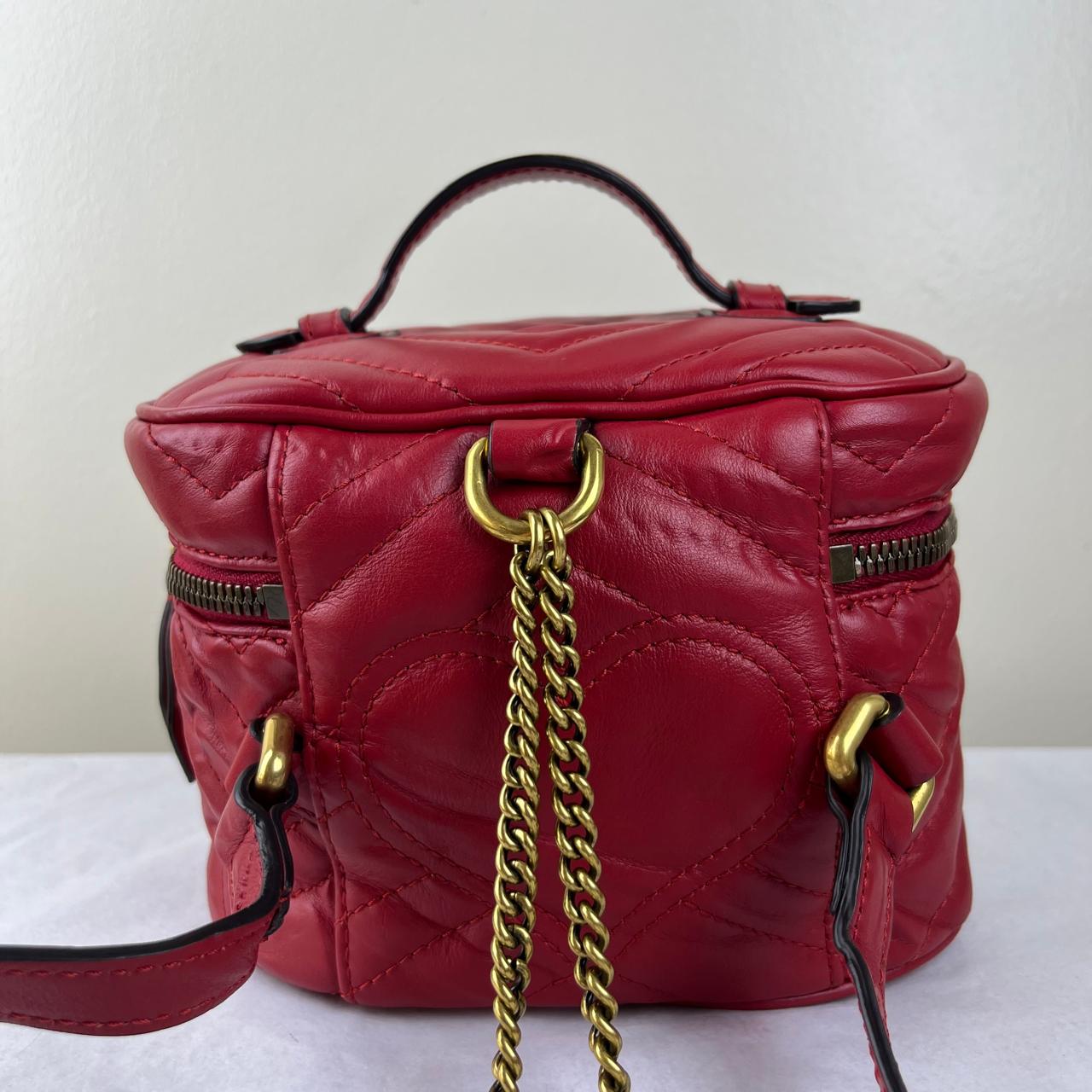 Gucci Marmont Vanity Red – 4.7"H x 7"L x 2.6"W