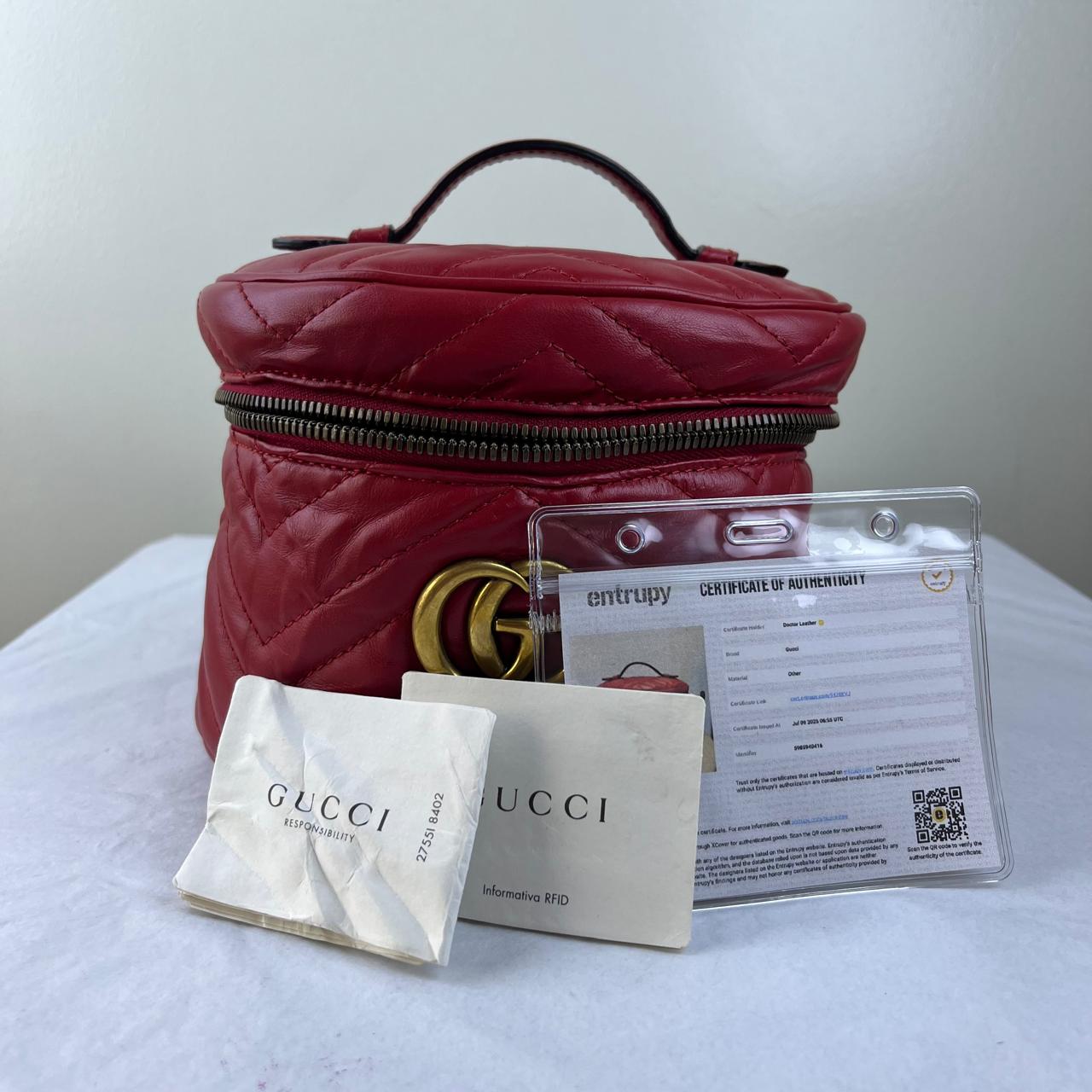 Gucci Marmont Vanity Red – 4.7"H x 7"L x 2.6"W