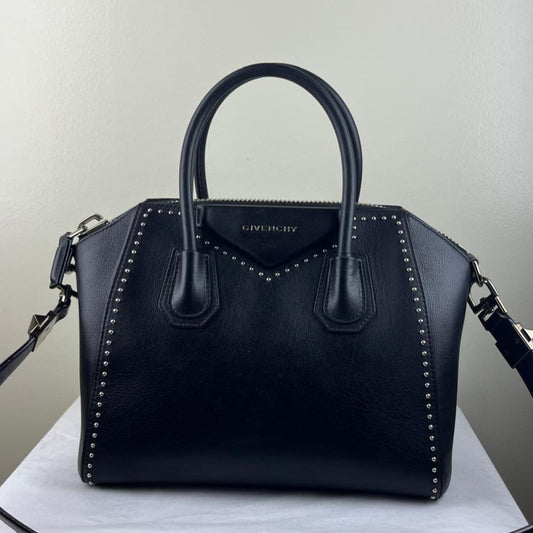 Givenchy Antigona Studded Black – 9.5"H x 13"L x 7.5"W