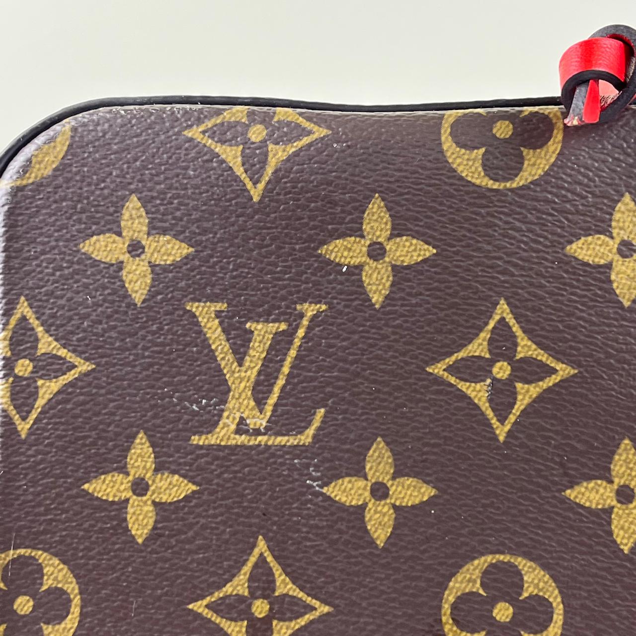 Louis Vuitton NeoNoé Monogram Canvas Red Trims – 10.2"H x 10.2"L x 6.9"W