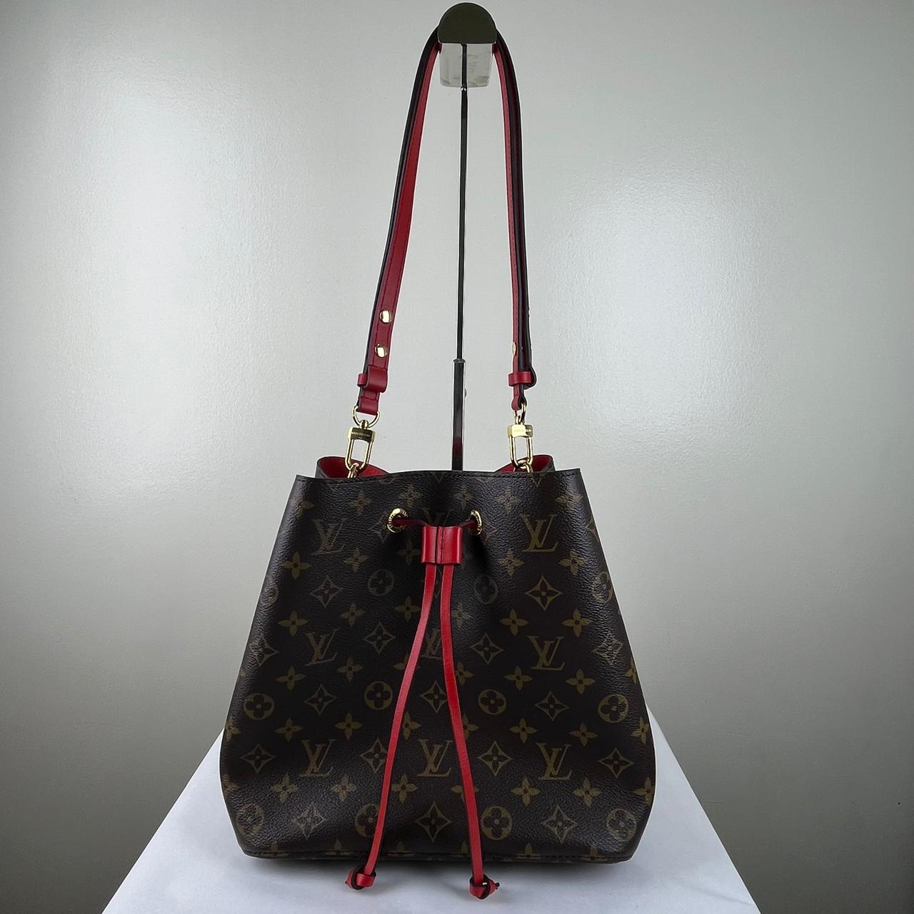Louis Vuitton NeoNoé Monogram Canvas Red Trims – 10.2"H x 10.2"L x 6.9"W