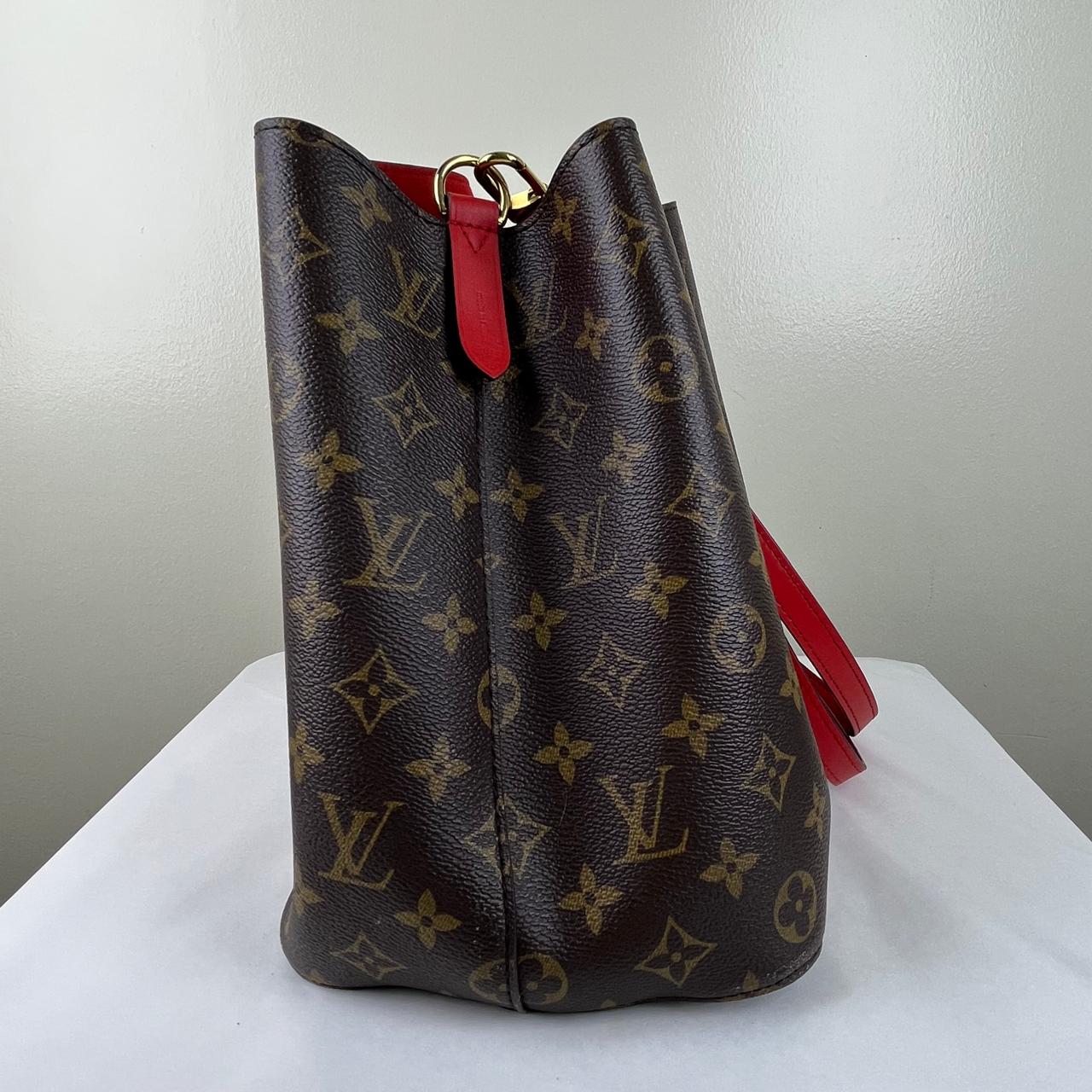 Louis Vuitton NeoNoé Monogram Canvas Red Trims – 10.2"H x 10.2"L x 6.9"W